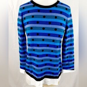 Talbots Multicolor Striped Sweater with Polka Dots
